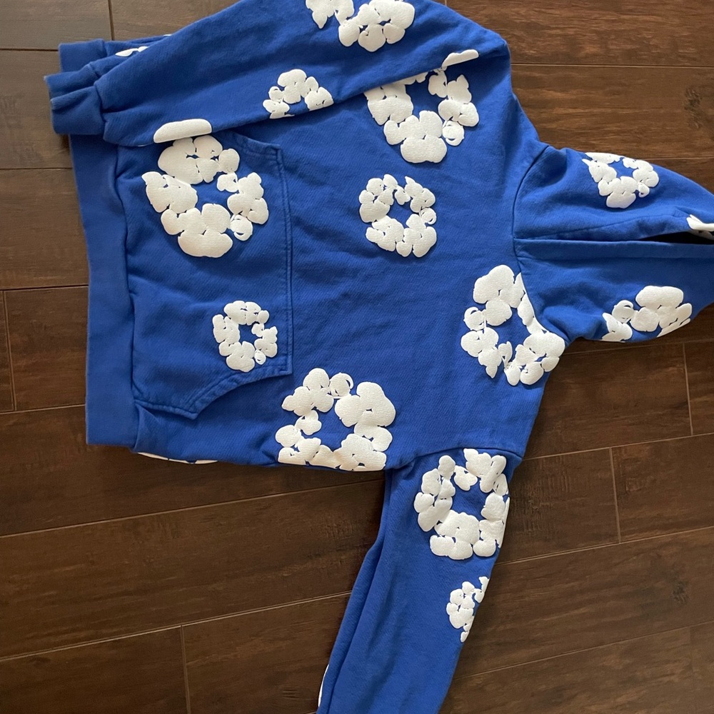 Blue denim tear hoodie size small with receipt